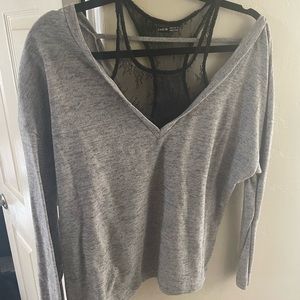 Grey long sleeve with black lace